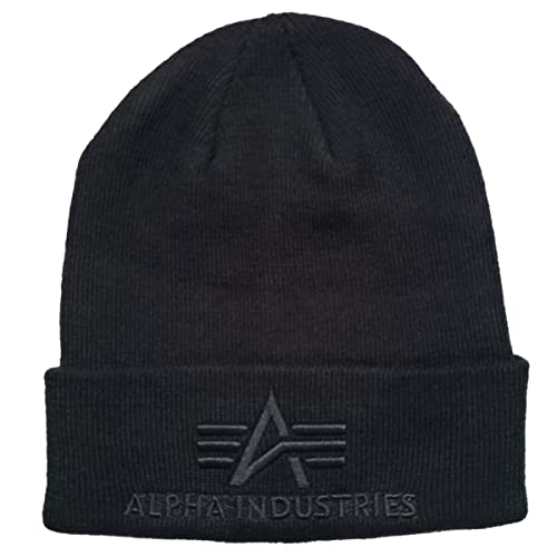 Alpha Industries 3D Beanie Strickmütze aus Acryl für Herren Black