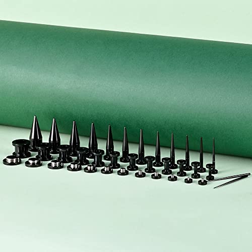 TBOSEN Ear Gauge Stretching Kit Stainless Steel Double Flare Alloy Tapers 2 in 1 Plug Set Eyelet 14G-00G 36 Pieces - Image 5