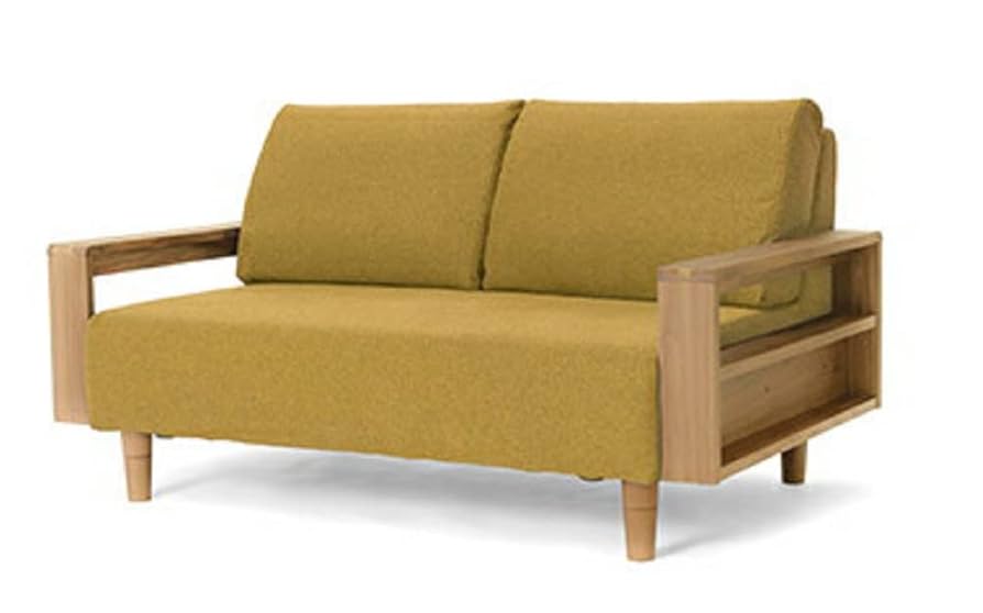 Amazon｜布張り ソファ 3人掛け 3P ニコール 木肘 棚付き カバー