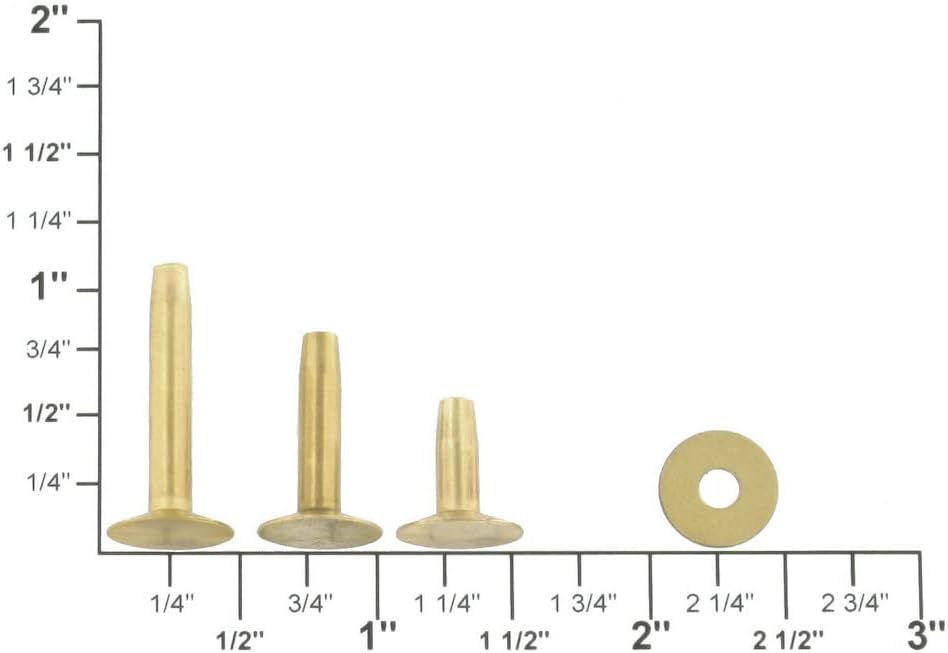 BRB09#9 Brass Rivets w/Burrs, Solid Brass (100 Sets per Bag)