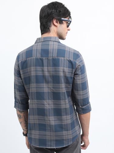 Image of Highlander Men's Slim Fit Check Shirt for Men | Checks Shirt | Long Sleeves | Regular Collar | Men Shirts | Shirts for Men