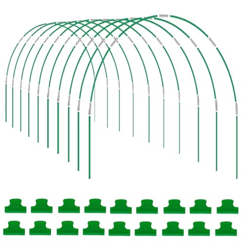 Greenhouse Hoops Grow Tunnel, 10 Sets of 8FT Long Garden Hoops, DIY Width Grow Tunnel for Raised Beds, Fiberglass Garden Hoops Kit, Rust-Free Garden Tunnel for Garden Fabric,Garden Hoops Grow Tunnel