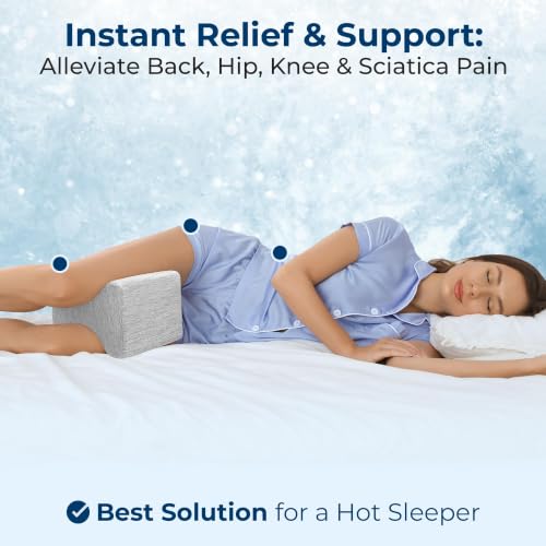 Image of 5 STARS UNITED Large Knee Pillow for Side Sleepers - Hip Pain Relief, Memory Foam Leg Cushion for Side Sleeping - Between Legs Pillow for Sciatica & Lower Back Pain, Arctic Gray