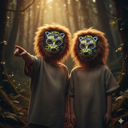 Image of PoPo Toys Animal Cheetah Face Mask for Kids | Party Supplies for an Animal Themed Halloween /Holi | Pack of 1 (Any One Assorted Color
