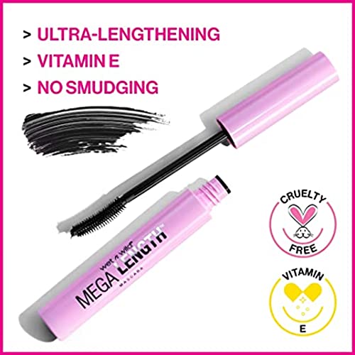 Image of Wet n Wild Mega Length Mascara, Lengthening and Defining Mascara, with Precision Comb Brush and Moisturizing Formula for an Increased Definition and Longer-looking Lashes, Very Black 0.21 Ounce