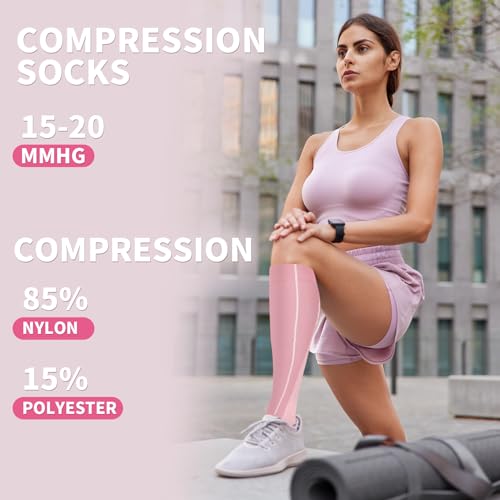 Image of Sooverki Compression Socks for Women & Men 6 Pairs is Best Supportive Knee High Stockings for Circulation, Travel, Nurses
