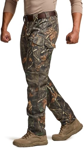 CQR Men's Tactical Pants, Water Resistant Ripstop Cargo Pants, Lightweight EDC Work Hiking Pants, Outdoor Apparel, Duratex Mag Pocket Hunting Camo, 32W x 30L