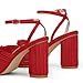 MUCCCUTE Women's Bow Knot Heeled Sandals Ankle Buckle Strap Chunky Open-toe Heels Comfortable Wedding Party Bride Fashion Heel