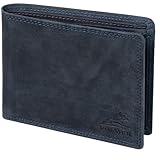 Fa.Volmer ® Leder Geldbörse Herren mit RFID-Schutz - extra-stabile Doppelnaht - 6 Fächer für Kreditkarten - Querformat (Hunter Navy)