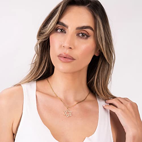 Barzel 18K Gold Plated Crystal Star of David Charm Necklace3