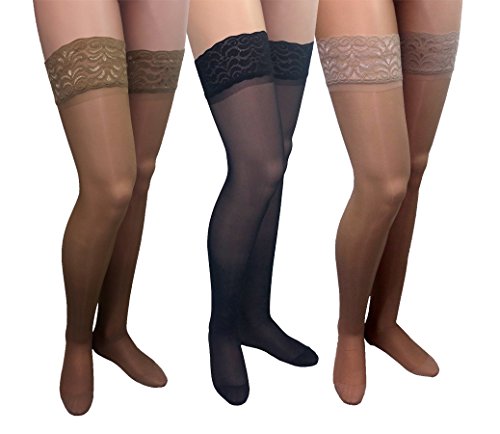 Image of ITA-MED Sheer Thigh Highs Compression (23,30 mmHg) H-80, Mixed, X-Large, 3 Count