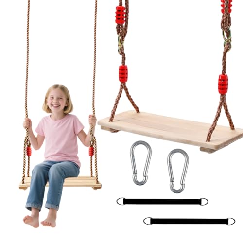 Holzschaukel Outdoor für Kinder, Holz Schaukelsitz, Kinderschaukel aus Holz, Schaukelsitz Schaukelbrett Brettschaukel für Kinder zum Schaukeln, für Innen und Außenbereich, max. Belastung 160 kg