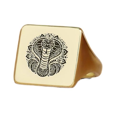 Bague serpent gravée de forme carrée chevalière style vintage argent 925