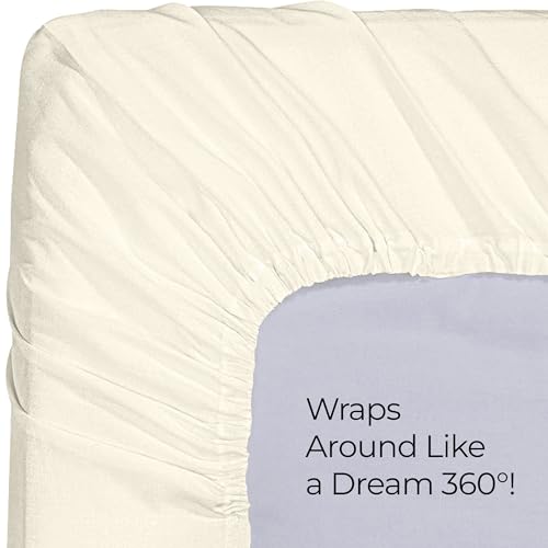Image of Utopia Bedding Queen Fitted Sheet - Bottom Sheet - Deep Pocket - Soft Microfiber - Shrinkage and Fade Resistant - Easy Care -1 Fitted Sheet Only (Ivory)