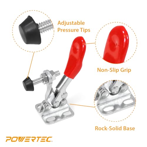 Image of POWERTEC 8PK Small Toggle Clamp, 60 lbs Holding Capacity, 201A Quick Release Horizontal Clamps for Woodworking Jigs and Fixtures, Welding, Drill Press, Table Saw Sled, Tool Boxes (20329-P2)