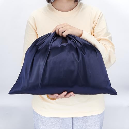 NBEADS 12 Pcs Dust Bags for Handbags 39.7x50cm Silk Storage Bags Portable Drawstring Pouch Cloth Travel Bags for Handbags Purses Shoes Boots Midnight Blue - Image 3