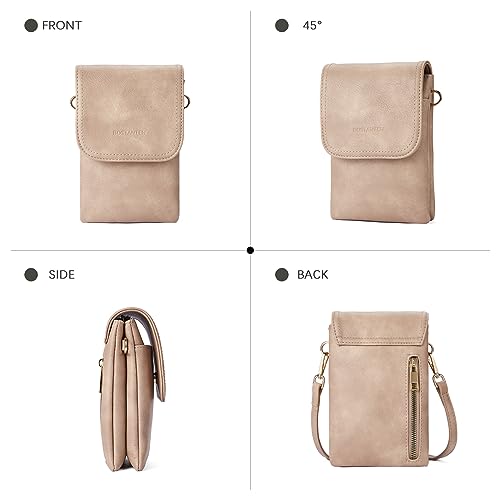 Image of BOSTANTEN Vegan Leather Small Crossbody Bags for Women Designer Cell Phone Bag Wallet Purses Adjustable Strap, A-08-pale Brown, Small, Cross Body Bag Women
