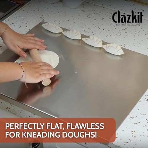 Image of Clazkit Countertop Stainless Steel Cutting Board for Kitchen /Chopping Board /Non Slip /Chopping Board for Kitchen /Vegetable Cutting Board /Kitchen Cutting Boards /Vegetable Cutter Steel 36L X 30W cm
