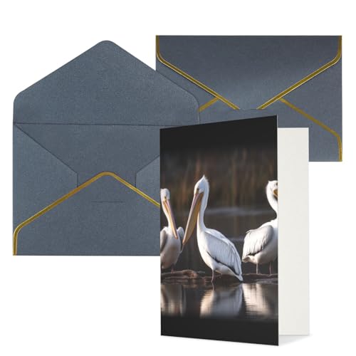 �O���[�e�B���O�J�[�h ���������t�� Thinking of You Card Three Pelicans Happy Birthday ������ ���ҏ� �󔒂̃����J�[�h ������@��� 4x6