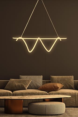 Lustre LED 4000K réglable en aluminium blanc de 110 cm pour salon et bureau