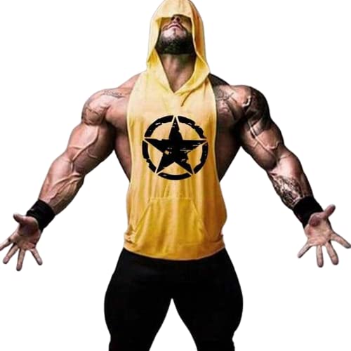 MASCARI Men's Regular Sleeveless Polyester Vest | Anti-Microbial | Anti Odor, Breath tech Super Soft & Comfort Fit Gym Vest for Workout(Star Hood)