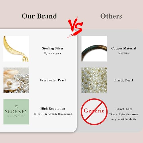 Sereney Gold Pearl Earrings for Women, Sterling Silver Freshwater Pearl Jewelry as Drop Pearl Earrings for Women Gold Dangle Earrings as Wedding Jewelry for Bride Bridesmaid Earrings — view 4