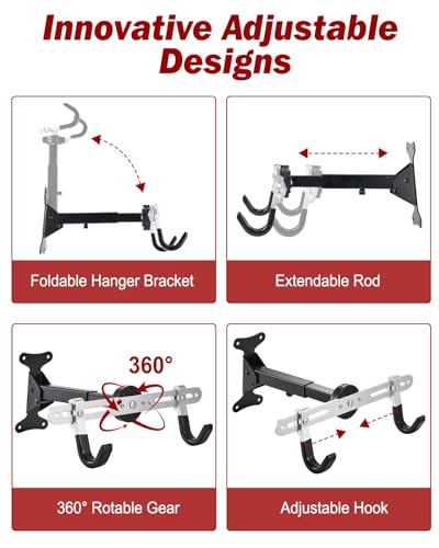 image for Zacro Bike Wall Mount Hanger, Upgraded 360° Adjustable Bike Rack Gara