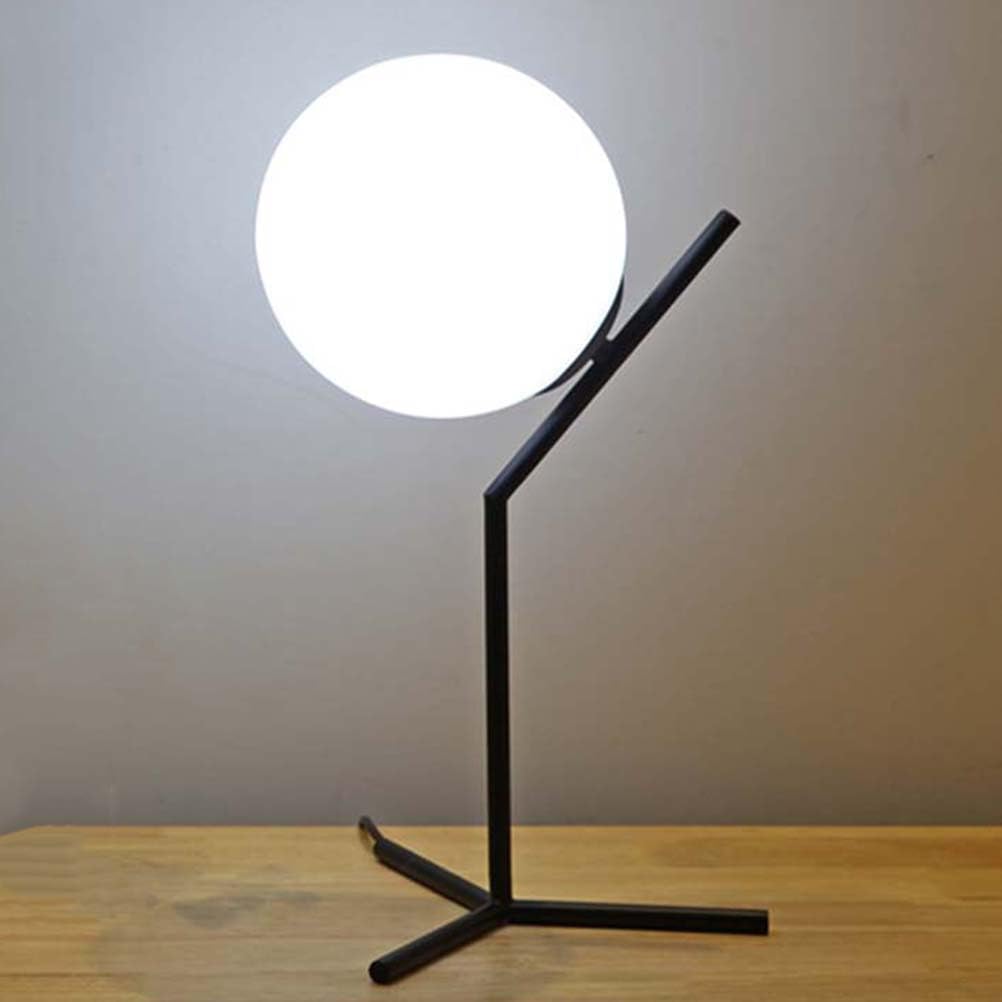 AoLa Lampada Da Tavolo A Sfera Con Spina Lampada Da Scrivania Con Paralume A Sfera in Vetro Design Moderno Lampada Da Comodino E27 Bianco Caldo 3000K Piccola Lampada Luce Notturna Decorativa,Nero