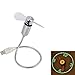 New Flexible Gooseneck Mini USB Powered LED Cooling Flashing Real Time Display Function Clock Fan for PC Laptop Notebook Desktops