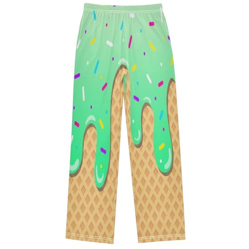 Boys' Pants Ice Cream Drip Light Green Joggers Long Bottoms Trousers Sweatpants with Pockets Size 6-14