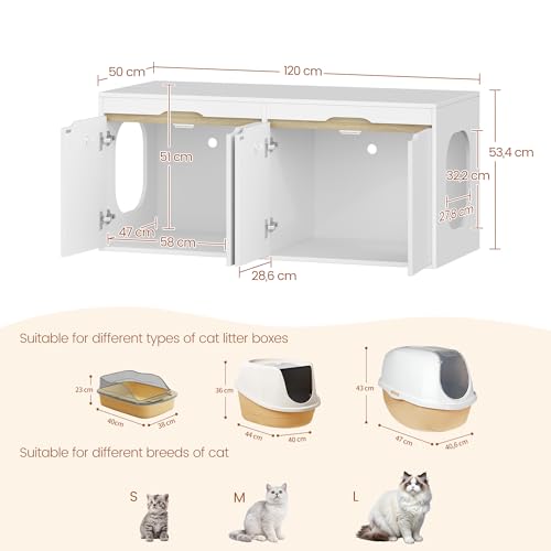 Meuble litière chat design chêne blanc pour salon moderne