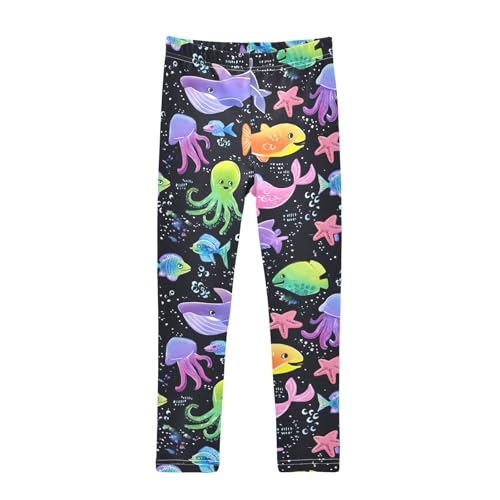 Cute Marine Animal Colorful Girls Leggings Soft Stretch Workout Yoga Dance Pants for Kids Casual Tights
