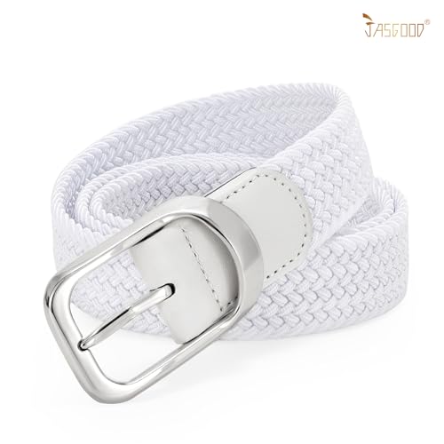 Image of JASGOOD Stretch Belt for Men, Men Women Elastic Woven Braided Belt 1 3 /8 Casual Belt Golf Belt for Jeans Pants
