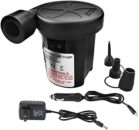 Air Pump Electric Portable Quick-Fill Air Pump with 3 Nozzles, 110V AC/12V DC, Perfect Inflator/Deflator Pumps for Outdoor Camping, Inflatable Cushions, Air Mattress Beds, Boats, Swimming Ring,Pool