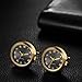 OIDEA Watch Cufflinks for Men: Fashion Round Analog Quartz Real Working Watch Cufflinks Pair Business Dress Roman Numerals Watch Cuff Links Gift for Him, Gold Case Black Dial