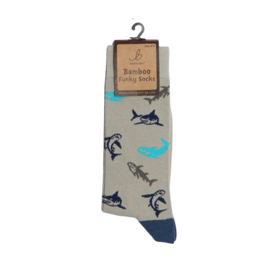 Bartleby Mens Funky Bamboo Socks Shark Size 6-11