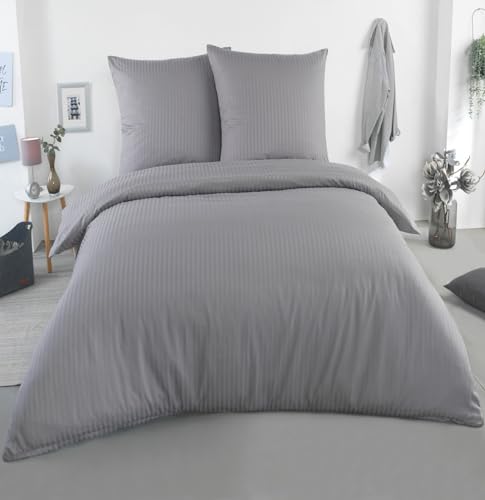 MALIKA® Damast Hotelbettwäsche | Satin Bettwäsche 200x220 mit 2X 80x80 Kissenbezug | Bettwäsche mit Baumwolle für EIN besonders wohliges...