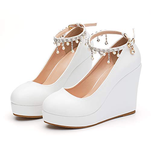 Platform Wedge Pump Shoes High Heel Bride Wedding Shoes Mary Jane Strap Evening Party Dress Casual Shoes2