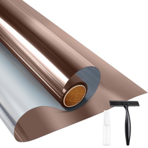 Image of KESPEN Window Film One Way Reflective Daytime Privacy Heat Blocking Anti UV Mirror Window Tint for Home and Office, Brown-Silver, 35.4 Inch X 6.5 Feet