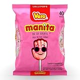Vero Manita Paletas Strawberry & Cherry Flavored Lollipop (40 Count Bag) - Individually Wrapped Lollipops - Mexican Candy - Paletas Mexicanas Sabor Fresa