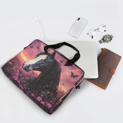 Bolso para laptop ALAZA negro con diseño floral rosa miniatura 7