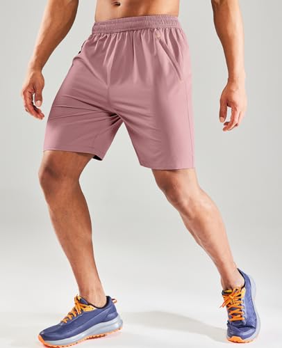 Image of MIER Men's Quick Dry Running Shorts with Zipper Pocket Elastic Waist Athletic Workout Exercise Shorts