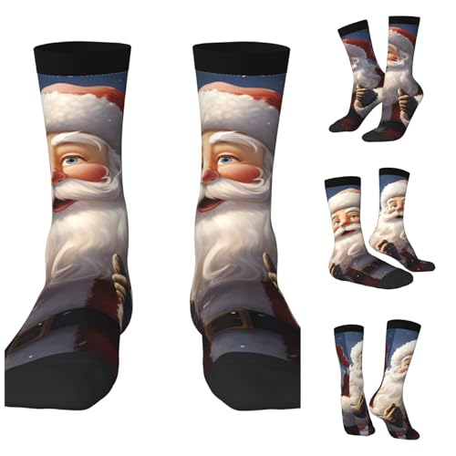LZQPOEAS Santa in the snow Athletic Socks Unisex Cushioned Crew Socks Hiking Running Calf Sock Soft Above Ankle Sock