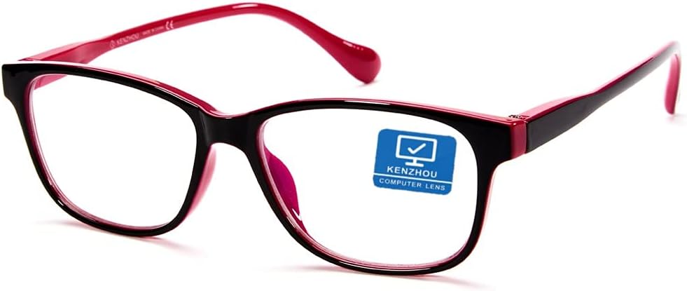 K KENZHOU Blue Light Blocking Glasses 1 Pack -Computer Glasses 1Pack with Spring Hinges, Blue Light Blocker for Women Men, Anti Eye Eyestrain&UV/Reading/Gaming/TV/Phones(pink