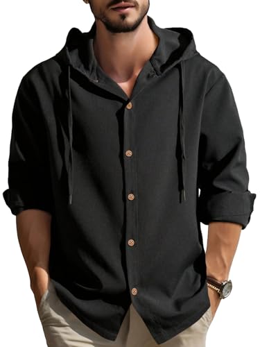 Image of Noble Monk Men's Relax Fit Hooded Shirt || Casual Wear for Men || Full Sleeve Shirts || Stylish Shirt for Men