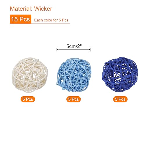 Bolas de mimbre para decoración de salones y cuencos vacíos, pack de esferas Uxcell azules 3