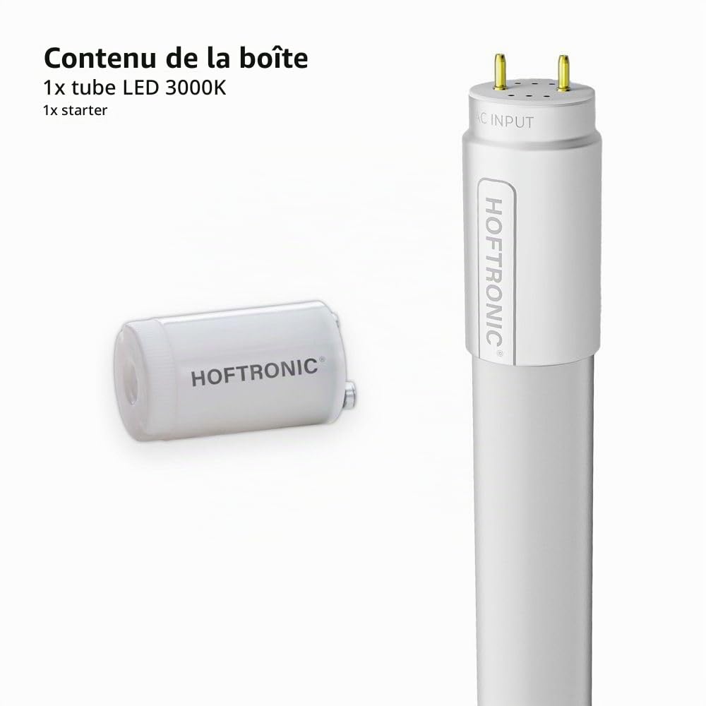 HOFTRONIC - Lot de 10 tubes LED 150 cm - 24 Watt 2640 Lumen (110lm/W) - T8 G13 - Tube LED sans scintillement - Blanc chaud 3000K Neon - Starter inclus.