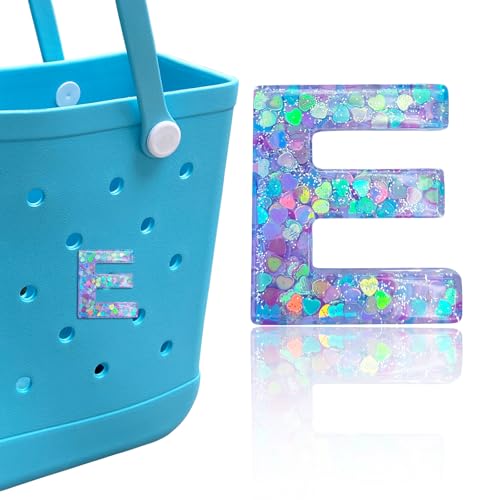 Letter Charms for Bogg Bag, Alphabet Purple Love Sequin Lettering Accessories Charms for Bogg and Simply Southern Bag, Insert Decorative Letters Charm for Handbag Beach Tote Bag.