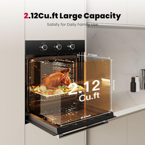 Image of GASLAND 24 In Gas Wall Oven, ETL Certified, Natural Gas Wall Oven | Bake Broil Rotisserie Functions, Timer and Convection Fan, 120V Cord Plug, 2.12 Cu.ft Capacity, Black