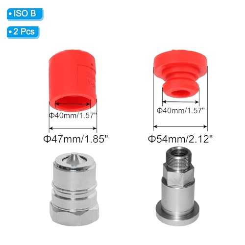 Image of PATIKIL 1 inch ISO B Hydraulic Coupler Male Dust Cap and Female Plug Cover, 2 Set Hydraulic Quick Disconnects Coupling Port Plug Cover Fittings with Retention Ring, Red